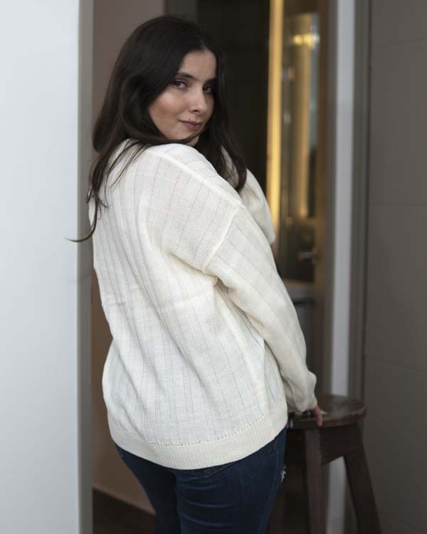 Ribbed V Neck Sweater